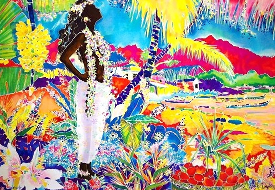 ジェニファー・マークスの絵画作品　タイトルは、アイランドガール